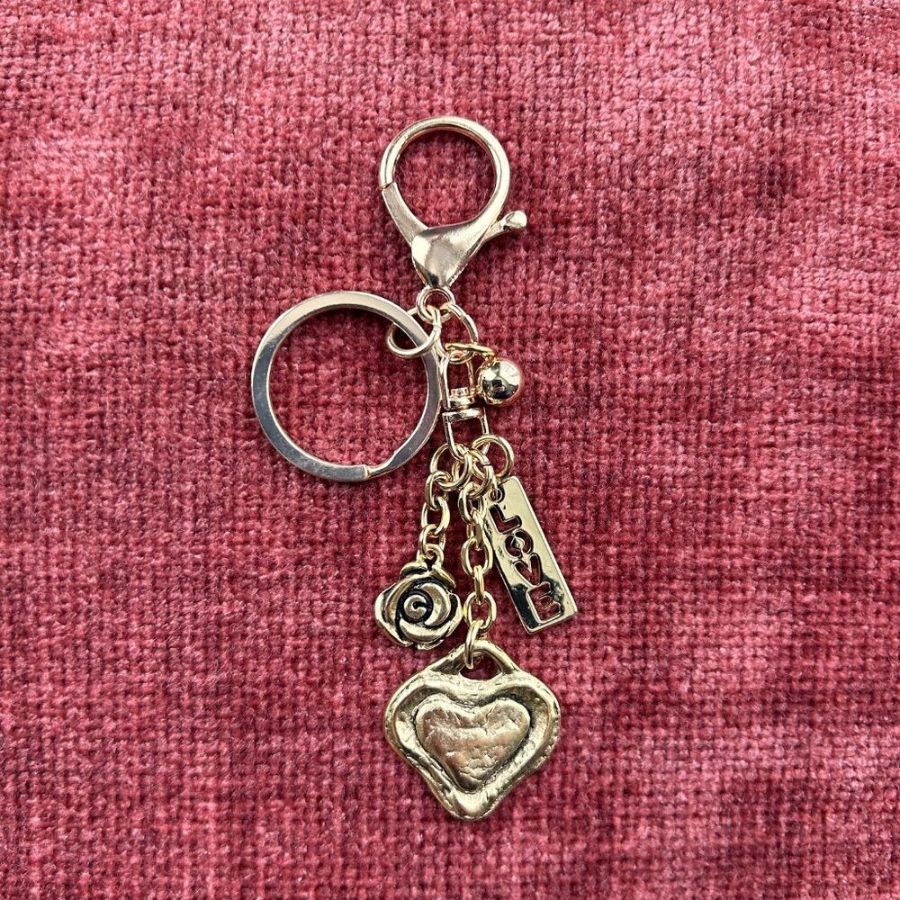 New JUST LOVELY Bag Charm Gold Tone 💕